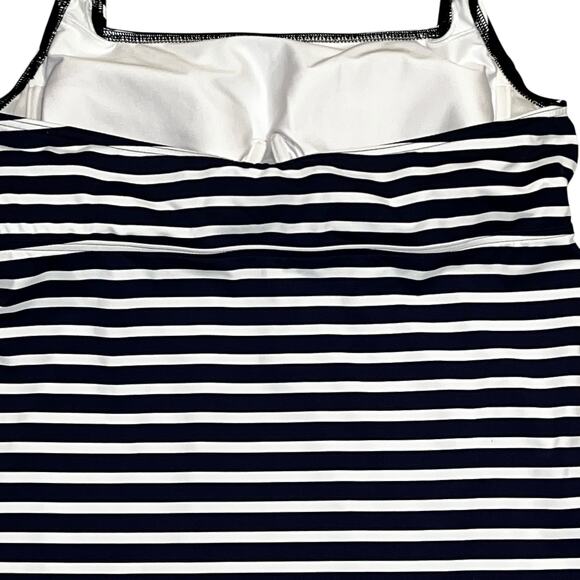 Lands’ End Women’s Sz 14 Navy White Halter Swim Top Underwire Removable Cups - Picture 4 of 7